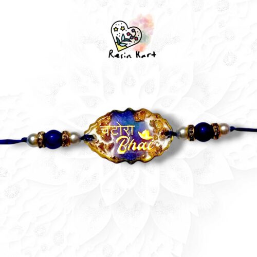 Blue Golden Resin Rakhi - Chatora Bhai Rakhi